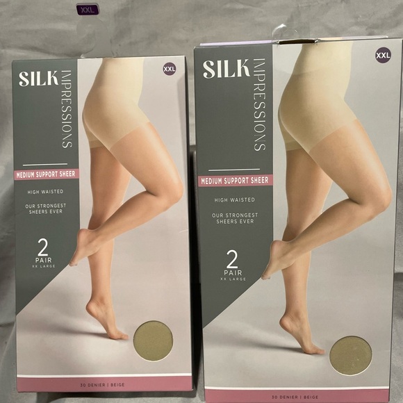 Impressions Silk Sheer Tights - Nude, Lavender, Gray - Picture 2 of 7